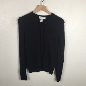 VINTAGE BLACK SILK AND ANGORA WOOL BLACK SWEATER SZ M